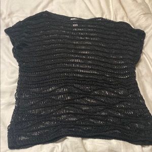 Black Knit Short Sleeve Top